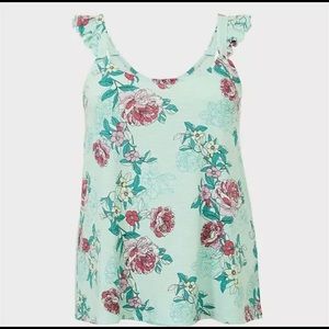 Torrid 2x ruffle floral green tank NWT